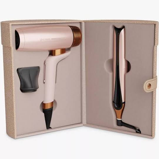 NEW GHD DELUXE HAIR DRYER AND STRAIGHTENER GIFT SET IN CASHMERE BEIGE (TOTAL VALUE £668)